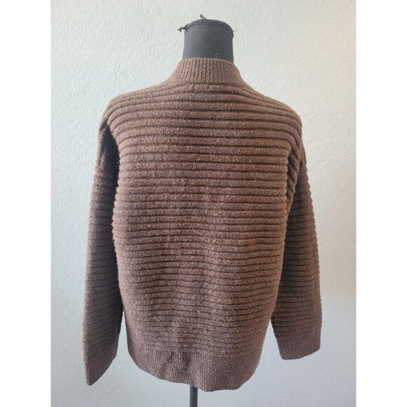 Madewell Chocolate Brown Ribbed Long Sleeve Wool Blend Sweater Size XS Modern - Picture 7 of 10